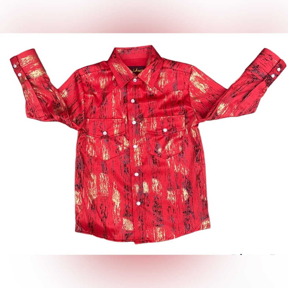 Boys Western Shiny Dress Shirt